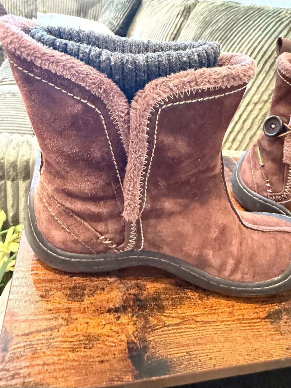 Women's Brown Suede Winter Pull-On Ankle Boots